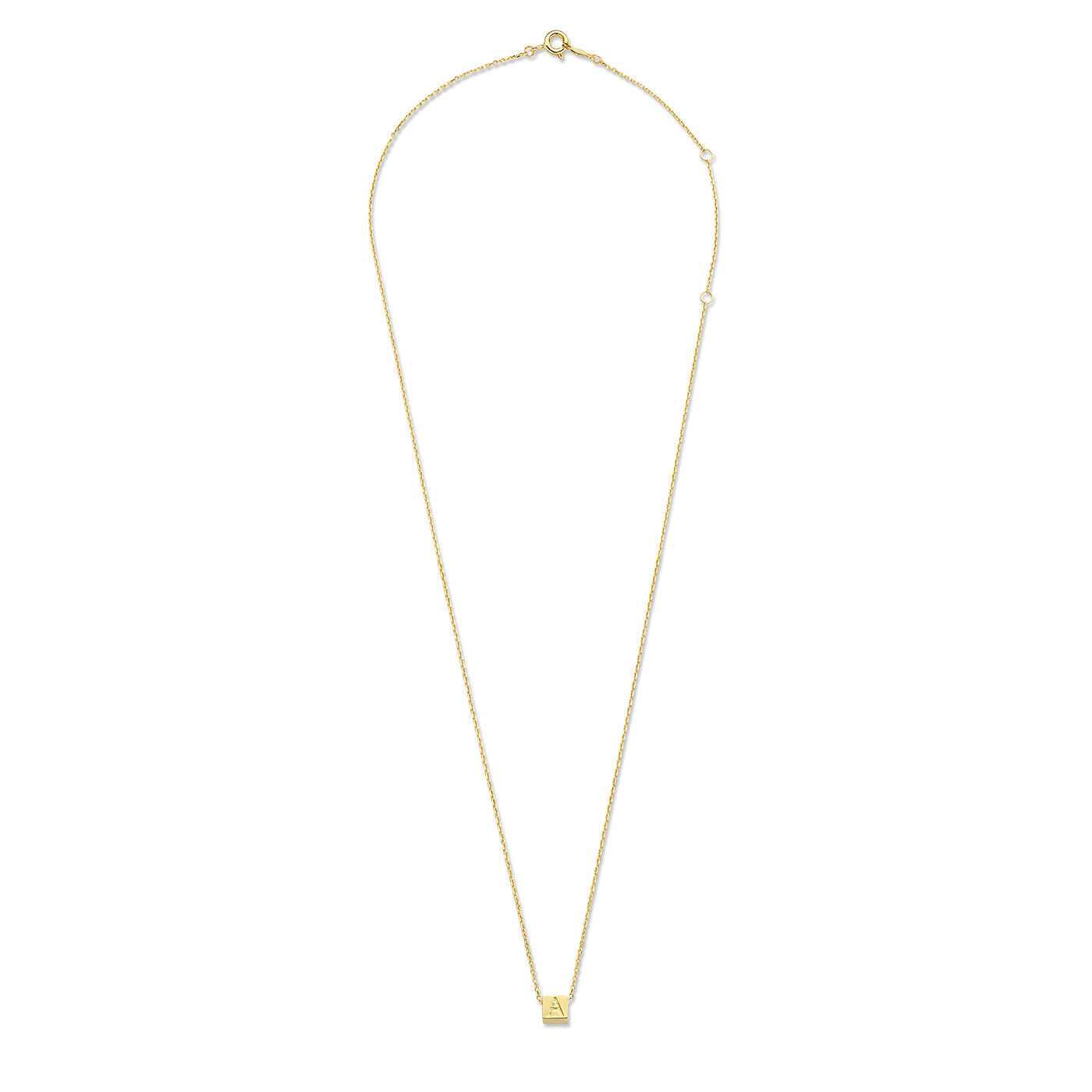 Isabel Bernard Le Carré 14 karaat gouden kubus inital ketting IB340043-A