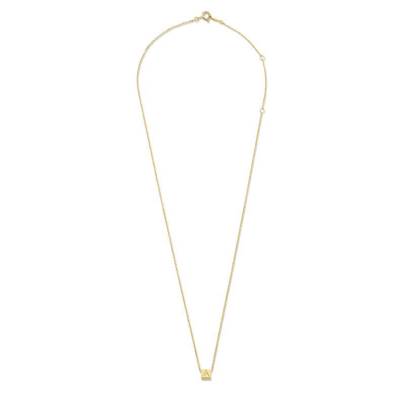 Isabel Bernard Le Carré 14 karaat gouden kubus inital ketting IB340043-A-zoom-