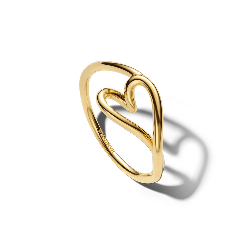 Pandora Essence Gold Plated Organically Shaped Small Heart Ring 164361C00-54-zoom-