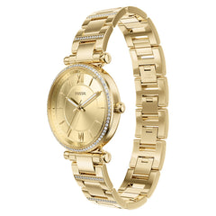 Fossil Carlie Round Gold Dial Watch ES5465