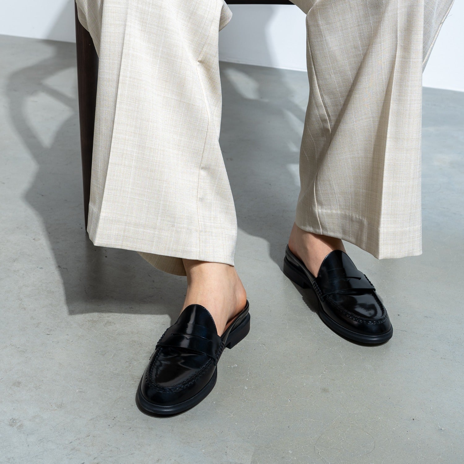 Vendôme Blandine black spazzolato leather mules IB51016-601-35