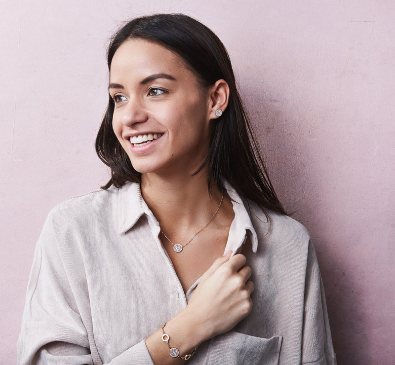 Fossil Rosegold coloured Vintage Glitz Bracelet JF01739791 (Length: 17.78 - 20.32 cm)-zoom-