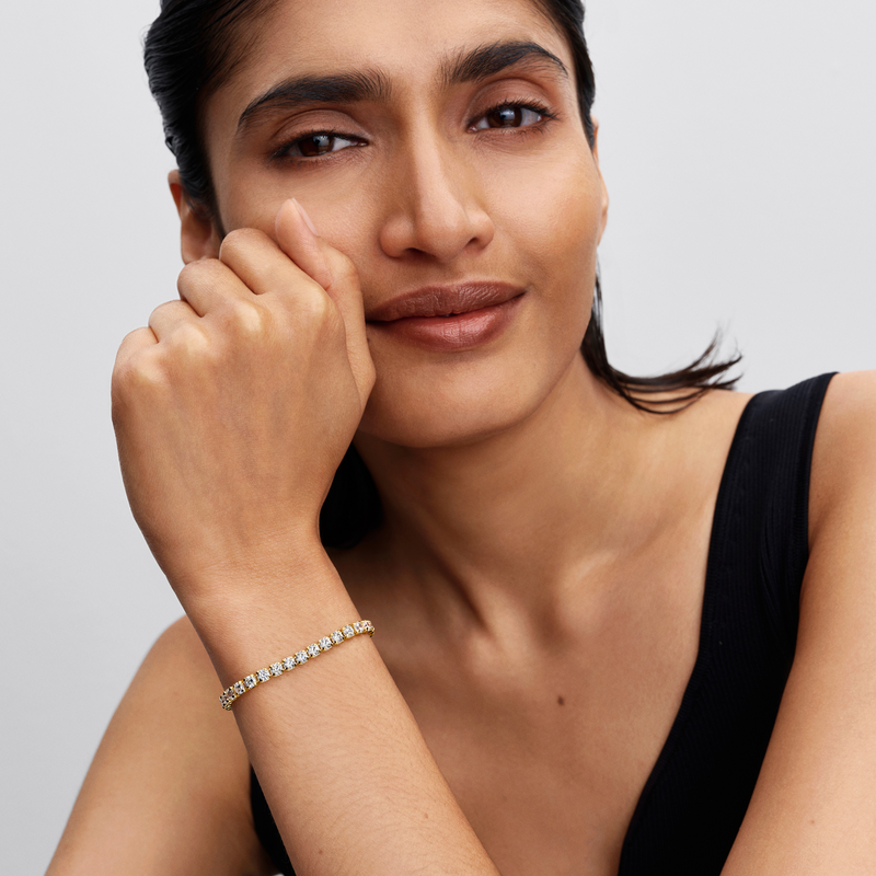 Pandora Timeless Gold Plated Sparkling Bold Tennis Bracelet 563539C01-18-zoom-