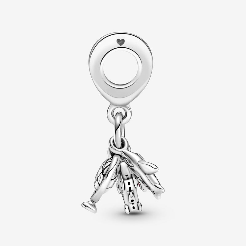Pandora Places 925 Sterling Silver Airplane, Globe & Suitcase Charm 799435C01-zoom-