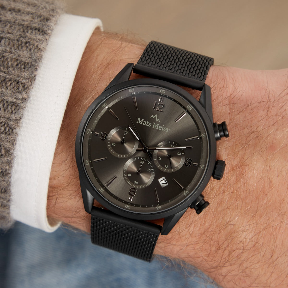 Mats Meier Grand Cornier Chronograph Men's Watch Matte Black Colored MM00137