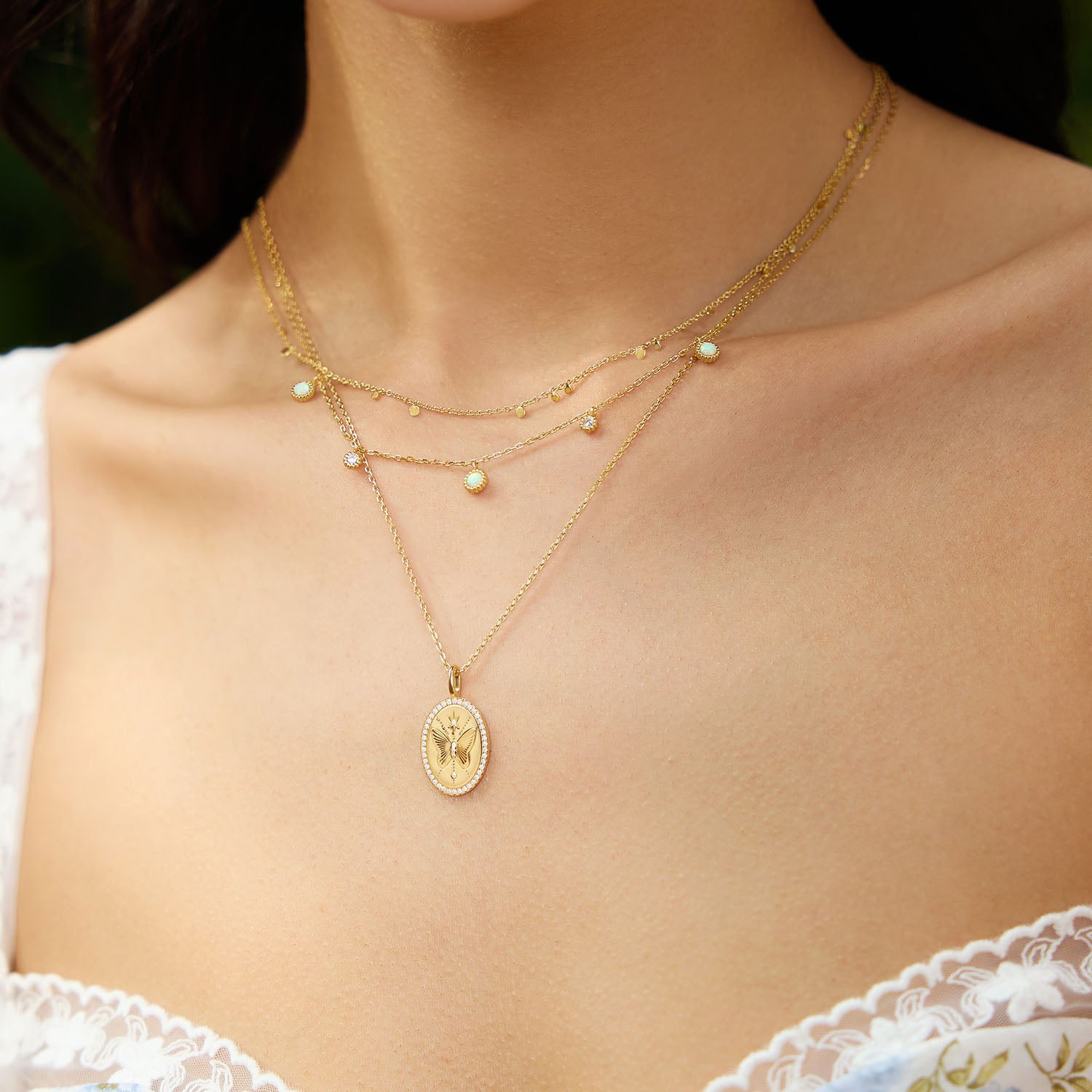 Ania Haie Sunny Sparkler Gold Coloured Kyoto Opal Station Necklace AH-N064-03G