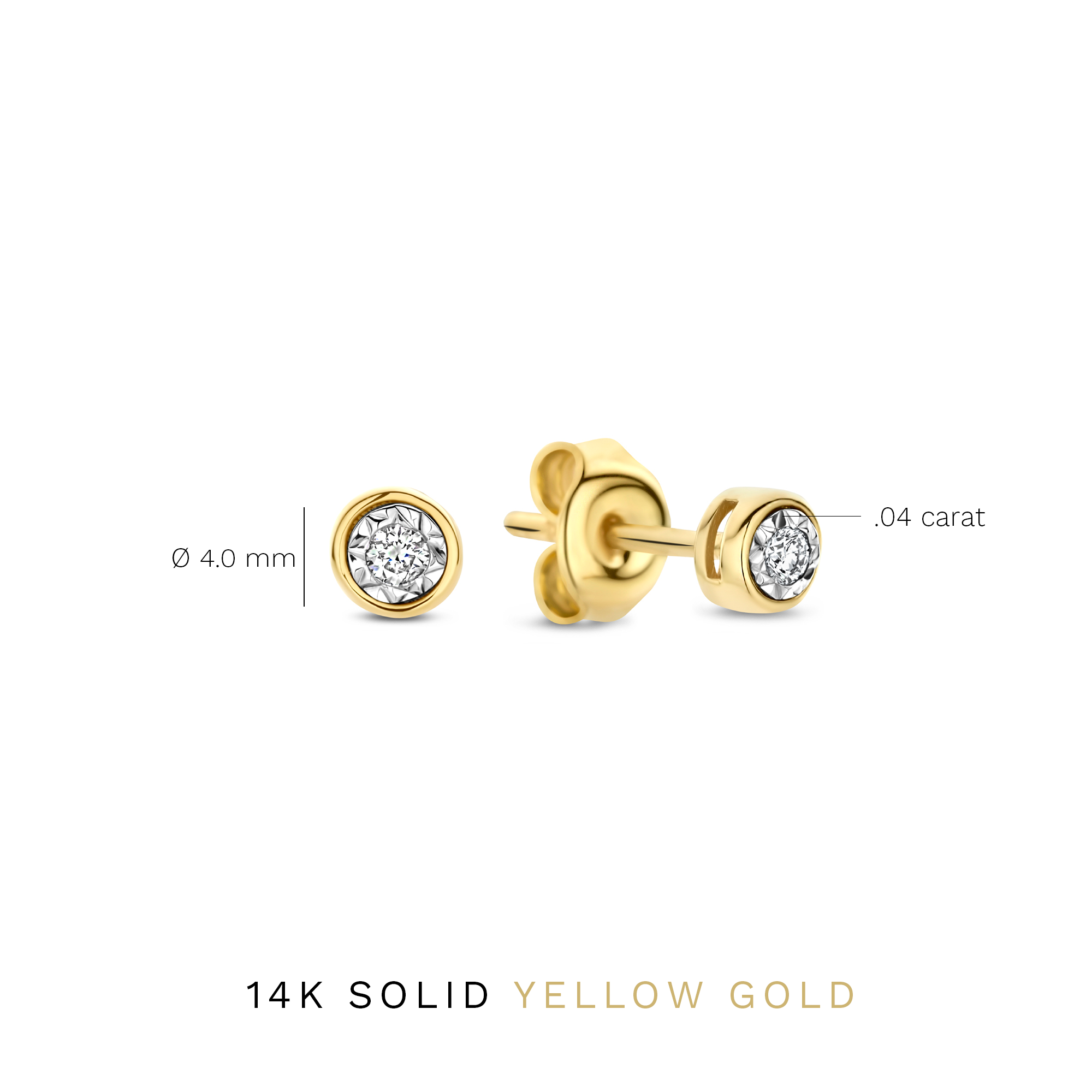 Isabel Bernard De La Paix Inaya 14 Carat Golden Ear Studs | diamond 0.04 ct | IBD360026
