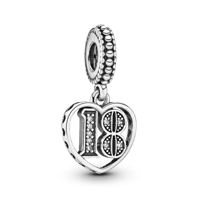 Pandora People 925 Sterling Silver 18th Celebration Dangle Charm 797262CZ-zoom-