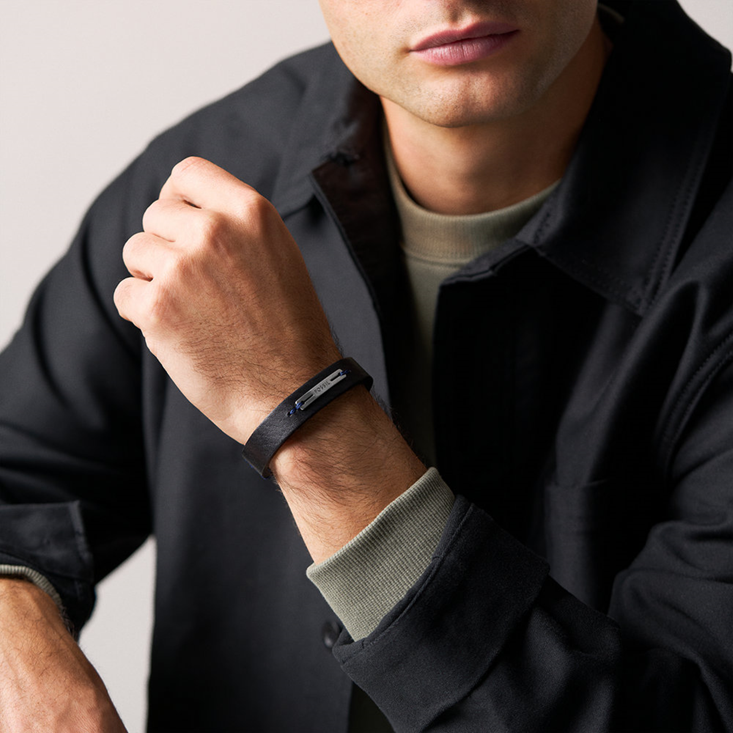 Fossil Machine Leather Men's Bracelet JF04964040