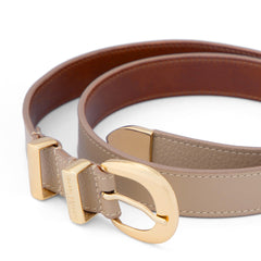 Isabel Bernard Rêveur Mathilde Taupe calfskin belt with gold-coloured buckle IB60020-078-95