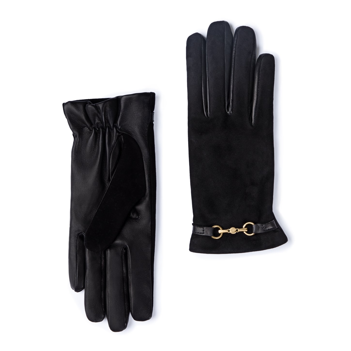 Isabel Bernard Honoré Marcelia black goatskin suéde leather gloves IB67001-101-7.5