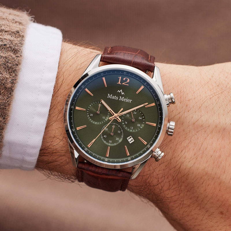 Mats Meier Grand Cornier Chrono Groen/Bruine Horloge MM00121-zoom-