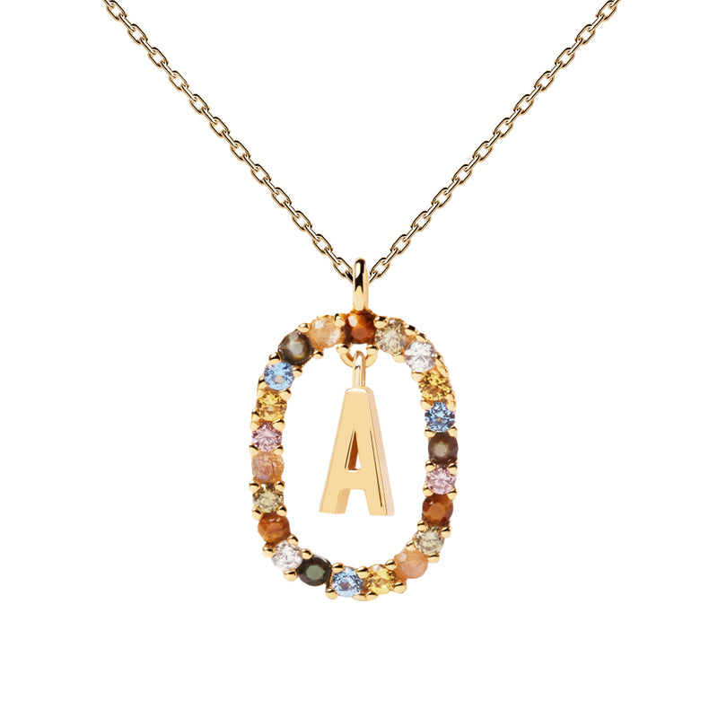 P D Paola 925 Sterling Zilveren Goudkleurige Letter V Ketting CO01-281-U-zoom-