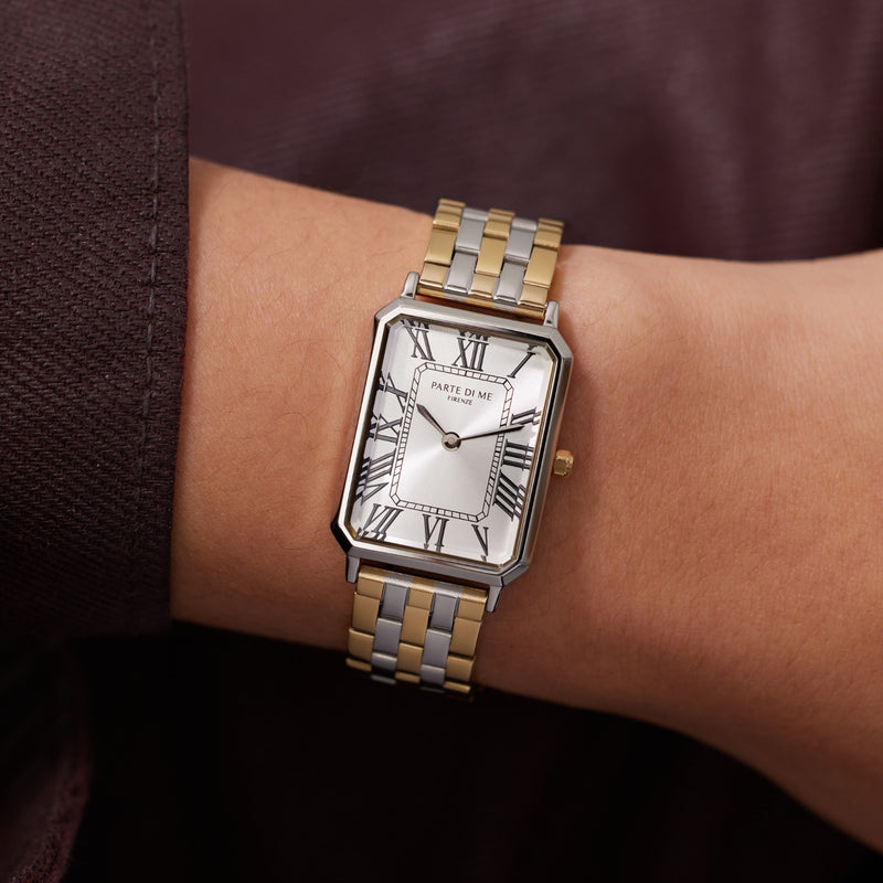 Parte di Me Orologio rechthoekig dameshorloge goud- en zilverkleurig PDM09022-zoom-