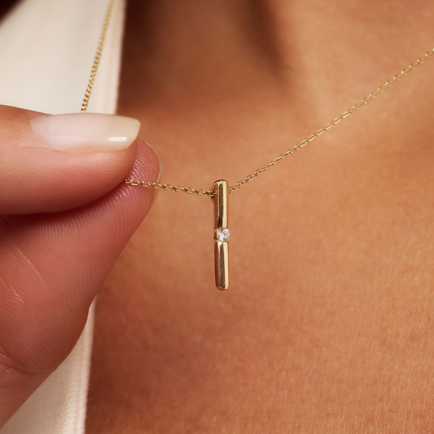 Isabel Bernard De la Paix Flavie 14 Karat gold necklace with diamond 0.03 carat IBD350027