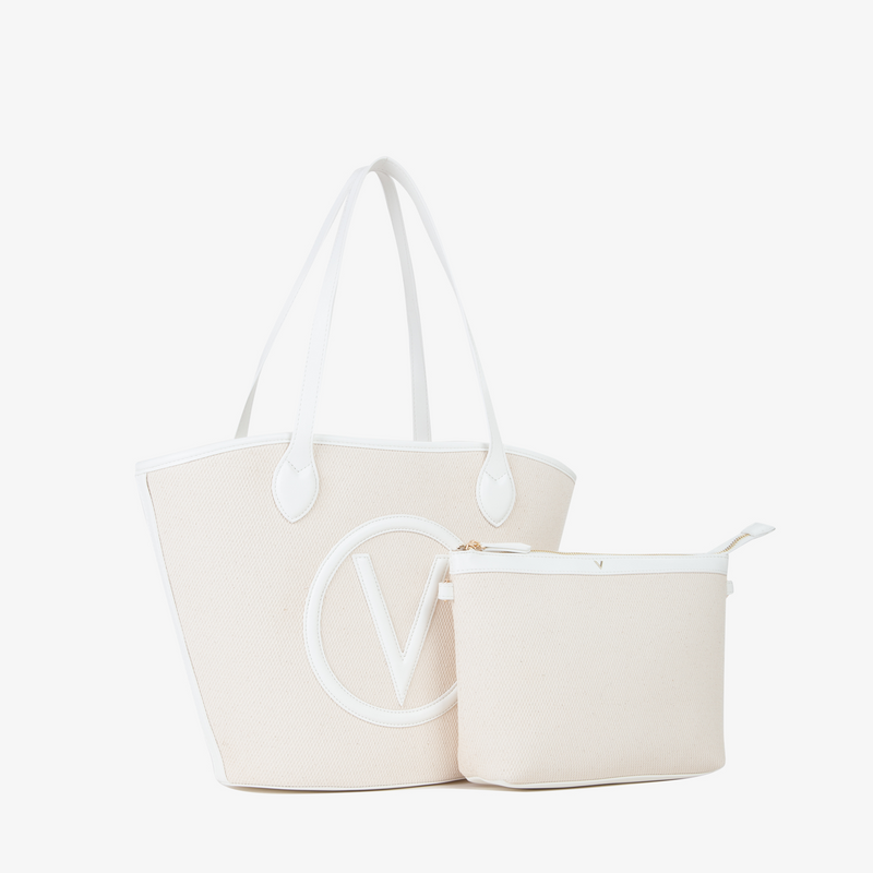 Valentino Bags Covent Beige & White Shopper VBS7QO02CANNATUR/BIANCO-zoom-