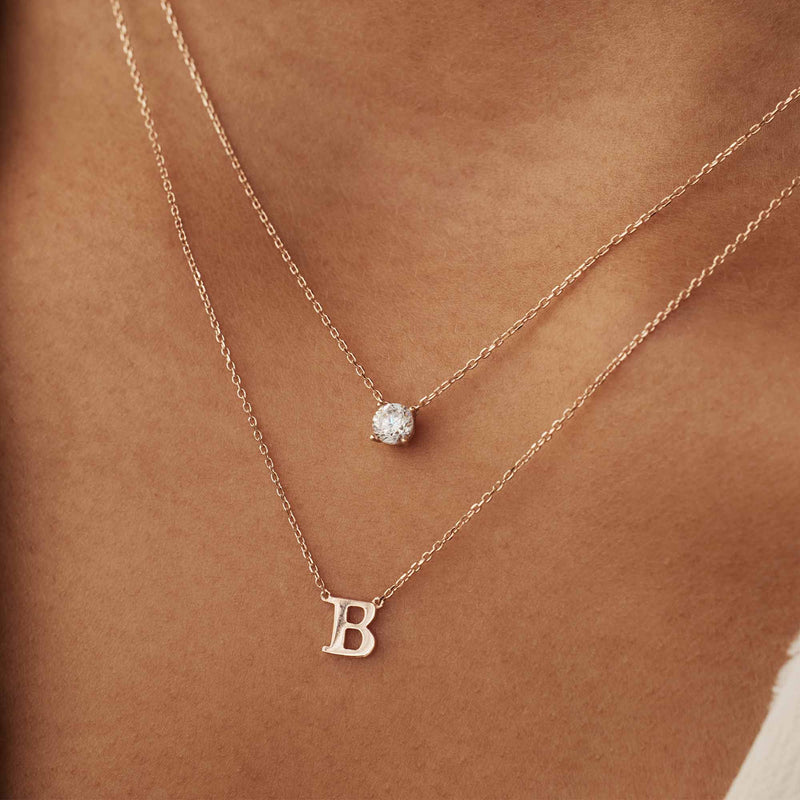 Isabel Bernard La Concorde Chloé 14 Karaat Rosé Gouden Initial Ketting IB340062-A-zoom-