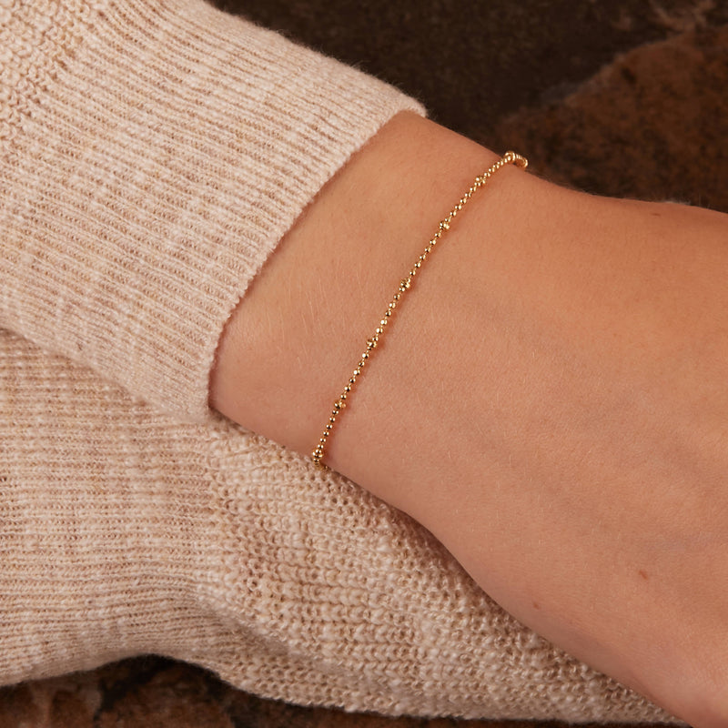 Karma 925 Sterling Silver Gold-coloured Dots Diamonds Bracelet 94127GP (Length: 16.50 - 19.00 cm)-zoom-