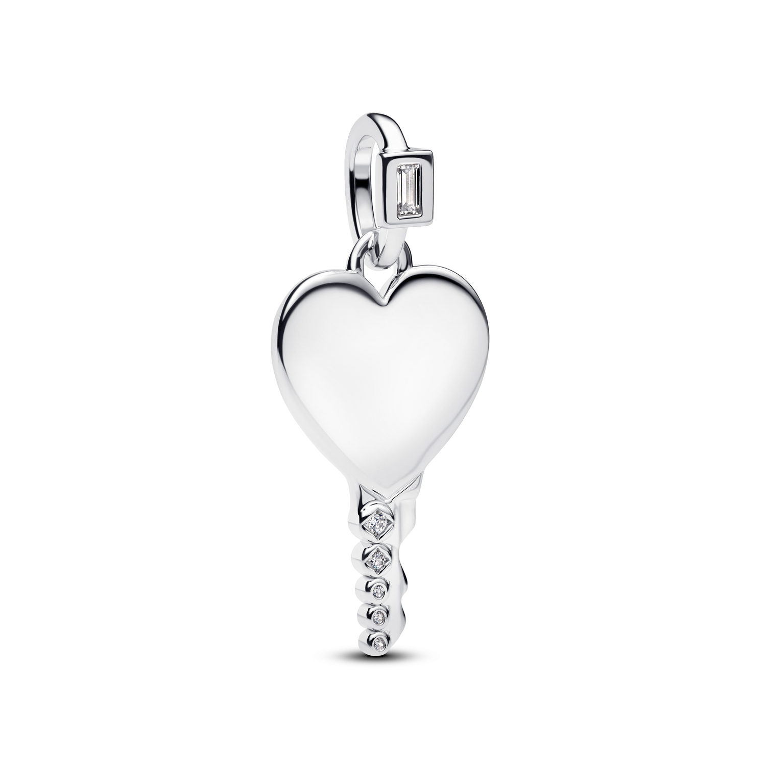 Pandora Moments 925 Sterling Silver Engravable Heart Key Shaped Pendant 394353C01