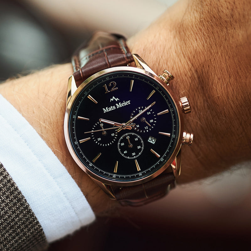 Mats Meier Grand Cornier Chrono Zwart/Bruine Horloge MM00101-zoom-