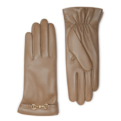 Isabel Bernard Honoré Marcelia taupe goatskin leather gloves IB67001-378-6.5