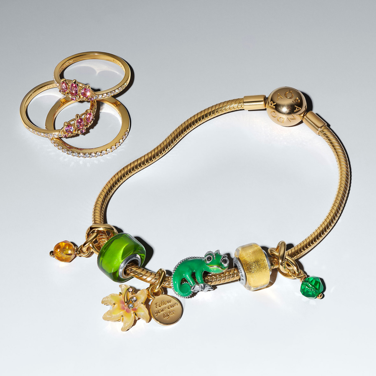 Pandora Collabs Gold Plated Disney Tangled Flower Charm 764020C01