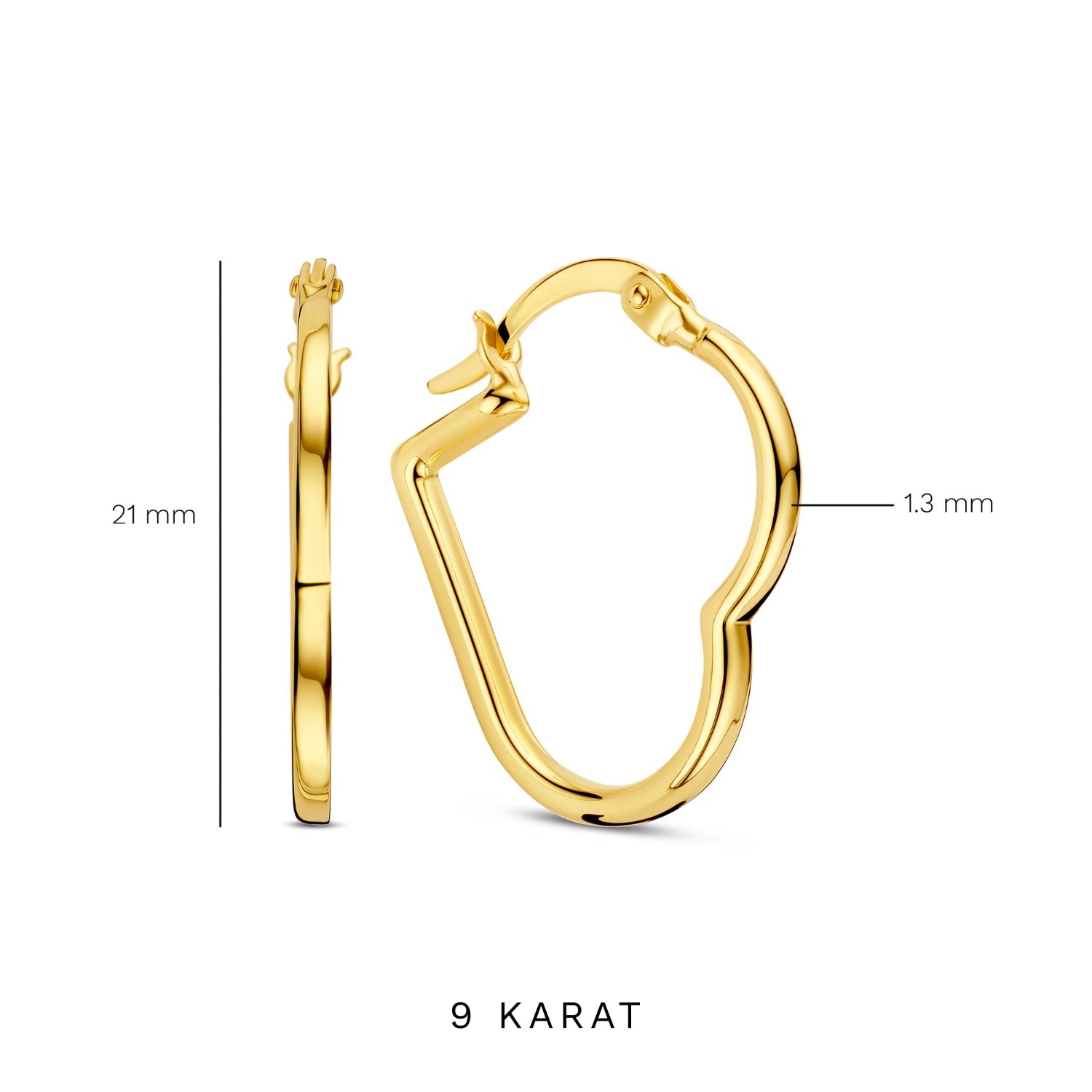 Beloro Jewels Regalo d'Amore 9 karat gold heart earring set BO90053