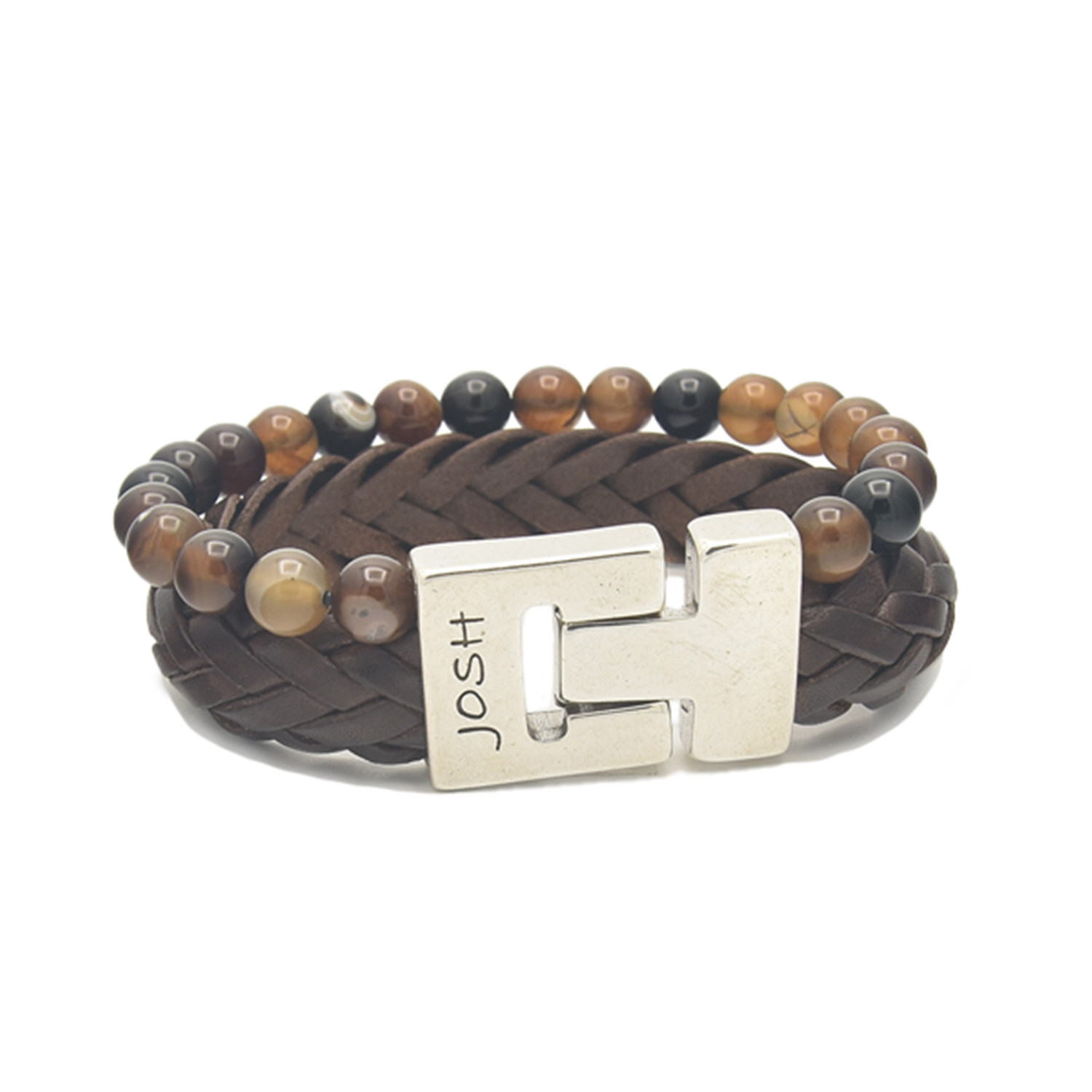 Josh Multi-coloured Natural Stone Bracelet 25023SL/BRCO/LRG
