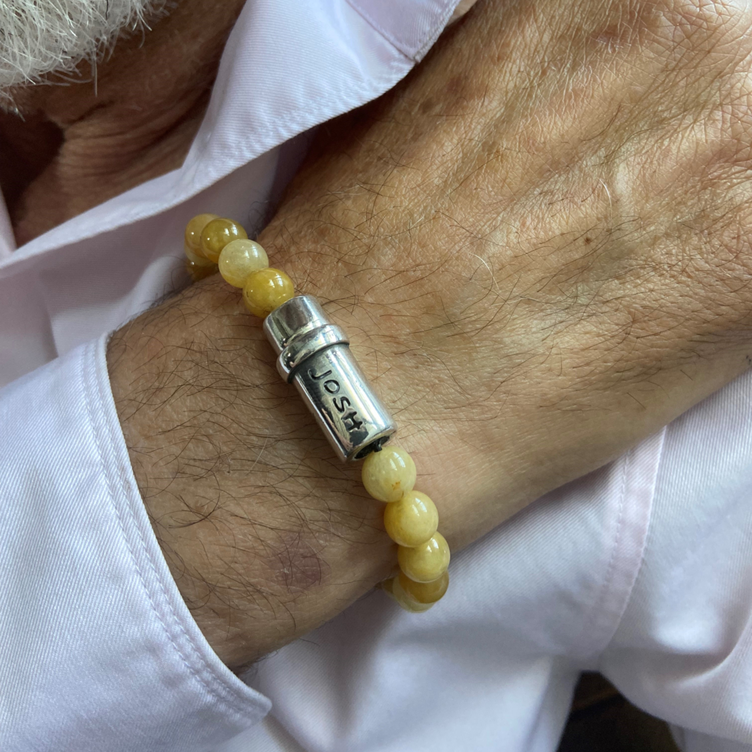 Josh Yellow Natural Stone Bracelet 09285SL/YLLW/LRG