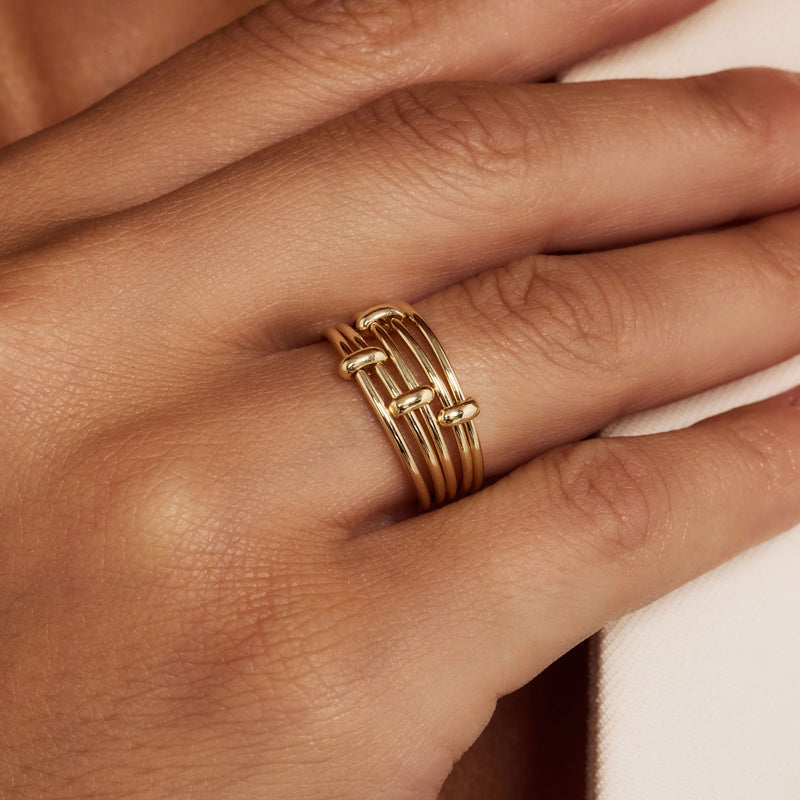 Isabel Bernard Cour d'Honneur Adora 14 karat golden 5-piece multiring IB330103-54-zoom-