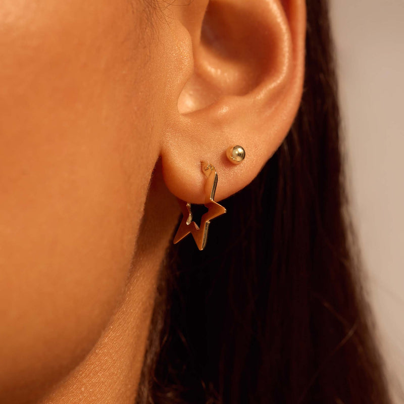 Beloro Jewels Regalo d'Amore 9 karaat gouden oorbellen set met sterren BO90046-zoom-