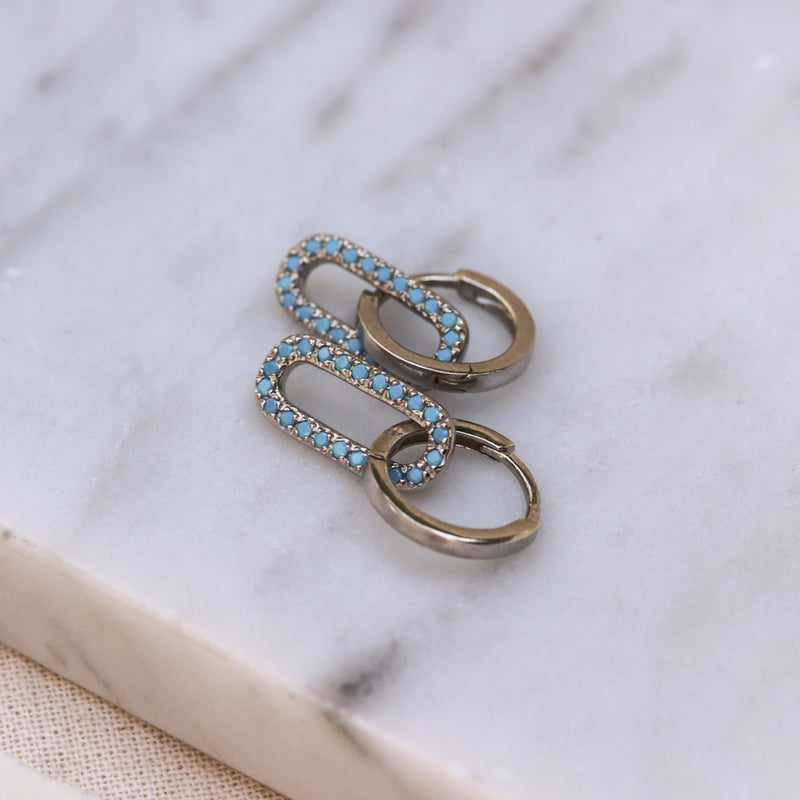 Karma 925 Sterling Silver Summer Fling Turquoise Hoop Earrings H187S-T-zoom-