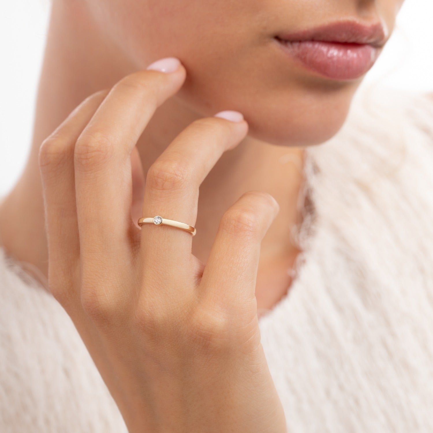 Isabel Bernard Rivoli Josie 14 Karat Gold Stacking Ring With Zirconia Stone IB330112-48