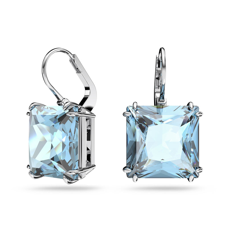Swarovski Silver-coloured Drop Earrings with Blue Crystal 5619472-zoom-
