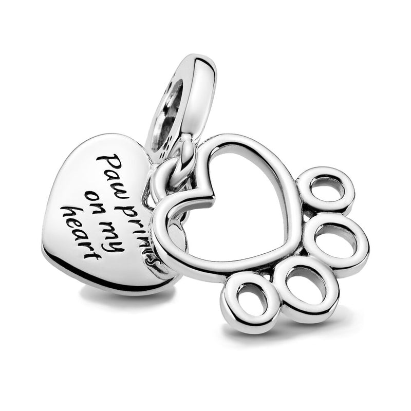 Pandora Passions 925 Sterling Silver Hearts & Paw Print Dangle Charm 799360C00-zoom-