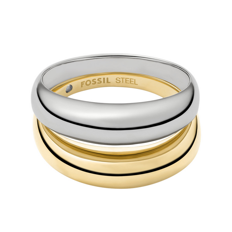 Fossil Ellis Silver and Gold Stainless Steel Ring JF048769986-zoom-