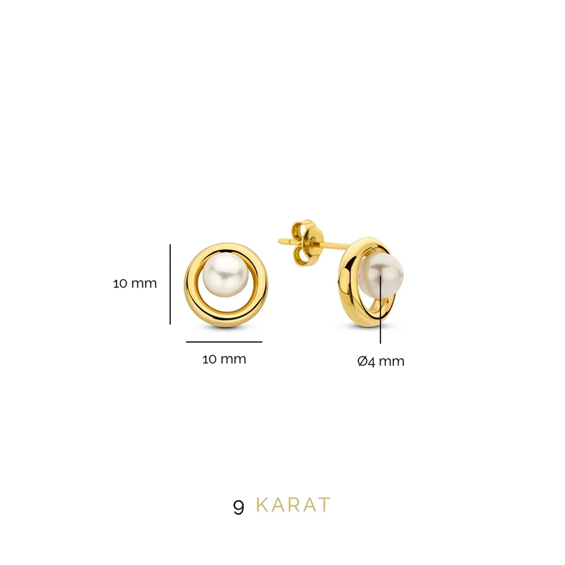 Beloro Jewels Monte Napoleone Perla 9 carat gold Ear Studs BO360039