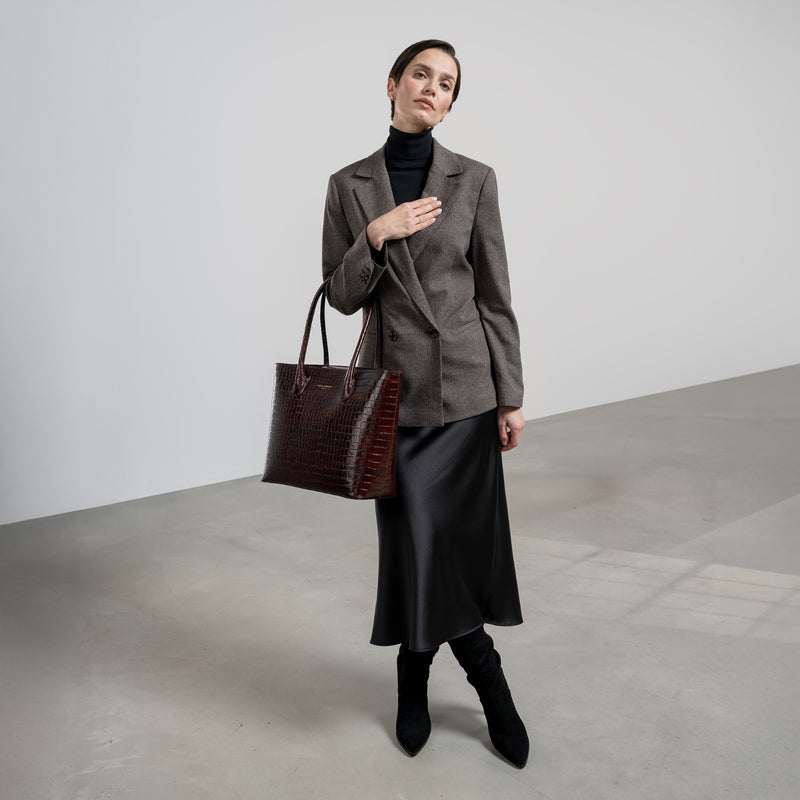 Isabel Bernard Honoré Lysanne Croco Bruine Kalfsleren Shopper IB25025-zoom-