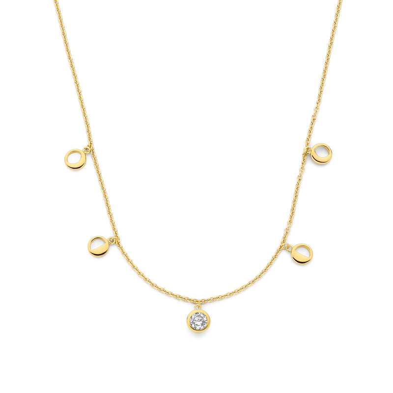 Violet Hamden Luna 925 Sterling Zilveren Gold Plated Ketting met Manen en Witte Zirkonia Steentje VH340040-zoom-