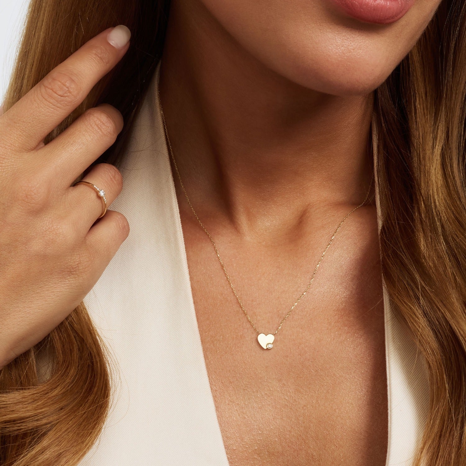 Isabel Bernard De la Paix Amore 14 Karat gold necklace with diamond 0.02 carat IBD350028