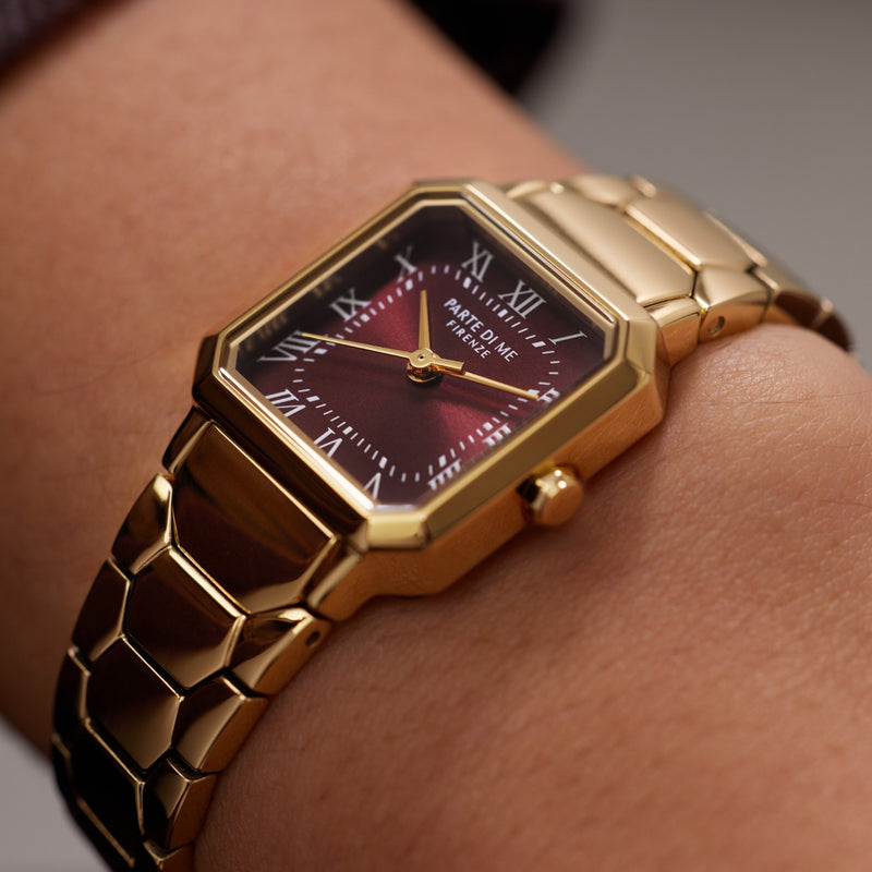 Parte di Me Orologio vierkant dameshorloge goudkleurig en donker bruin PDM09031-zoom-