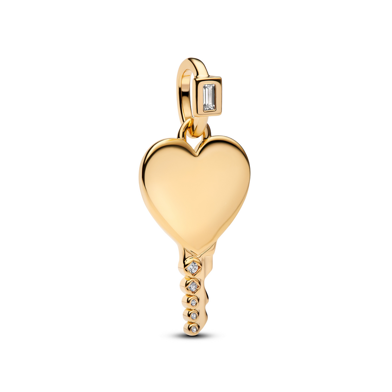 Pandora Moments Gold Plated Engravable Heart Key Shaped Pendant 364353C01-zoom-