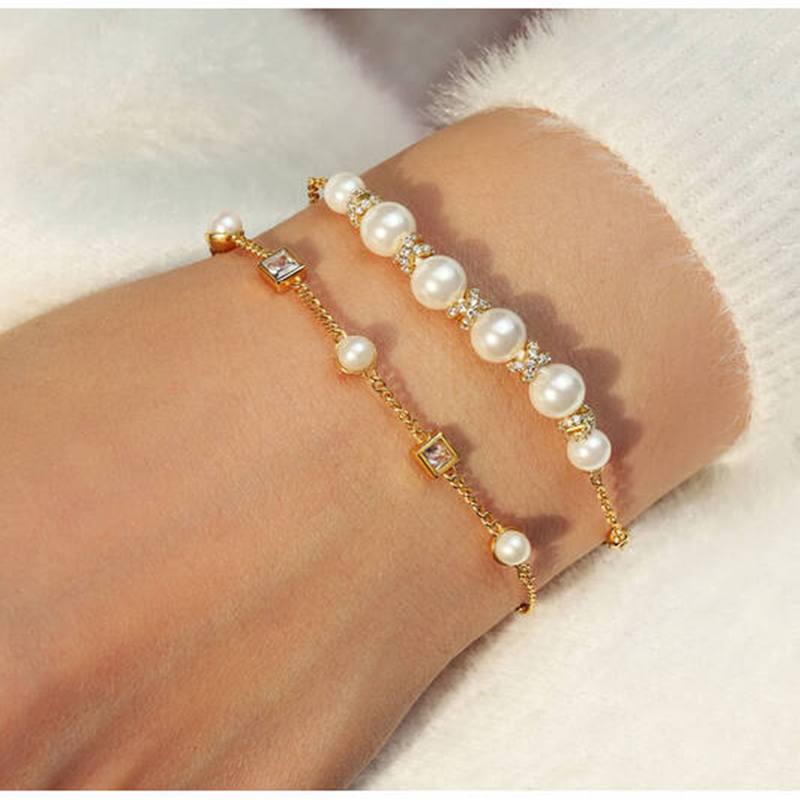 Ania Haie Reimaginer Gold Coloured Pearl Station Bracelet AH-B069-02G-zoom-