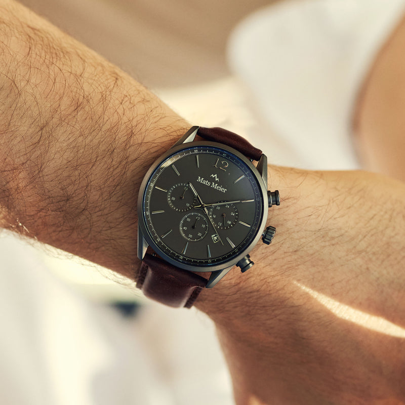Mats Meier Grand Cornier Chrono Gunmetal/DonkerBruine Horloge MM00104-zoom-