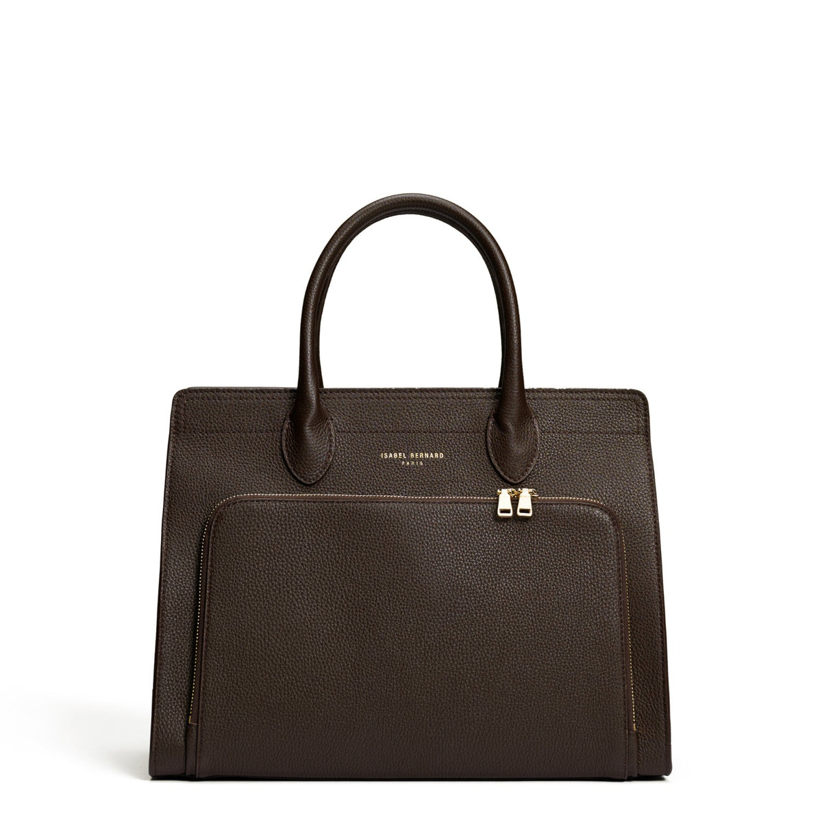 Isabel Bernard Honoré Nadine dark brown calfskin leather handbag with 13 inch laptop compartment IB25110-031-13