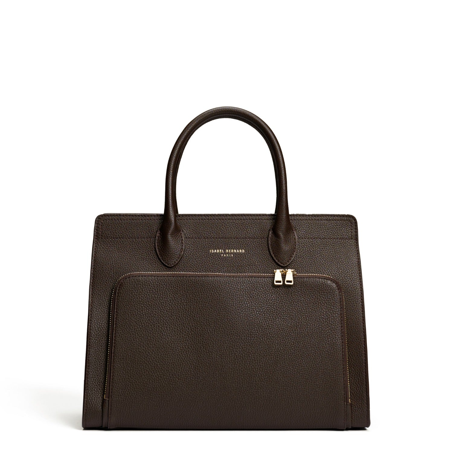 Isabel Bernard Honoré Nadine dark brown calfskin leather handbag with 13 inch laptop compartment IB25110-031-13