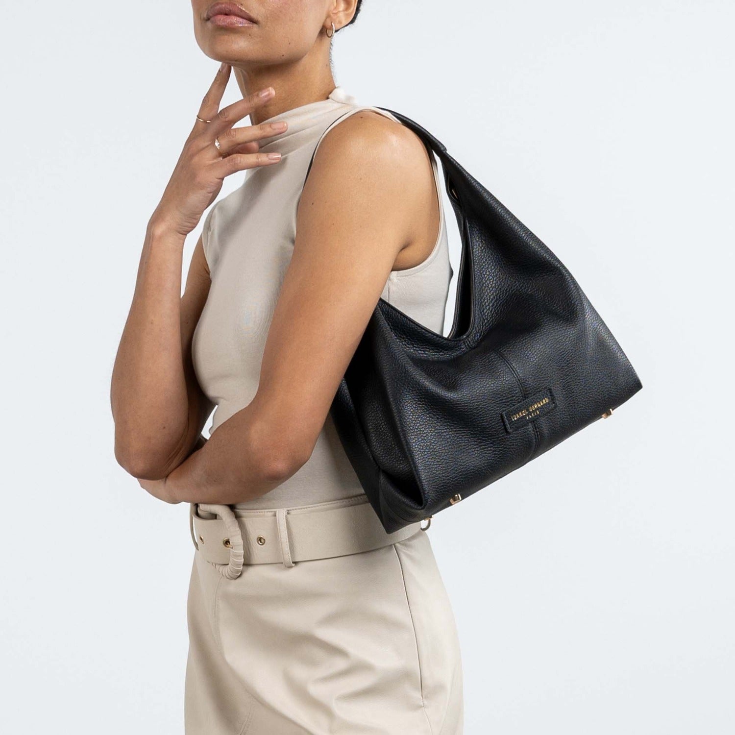 Isabel Bernard Honoré Grace mini black calfskin leather handbag IB21132-001