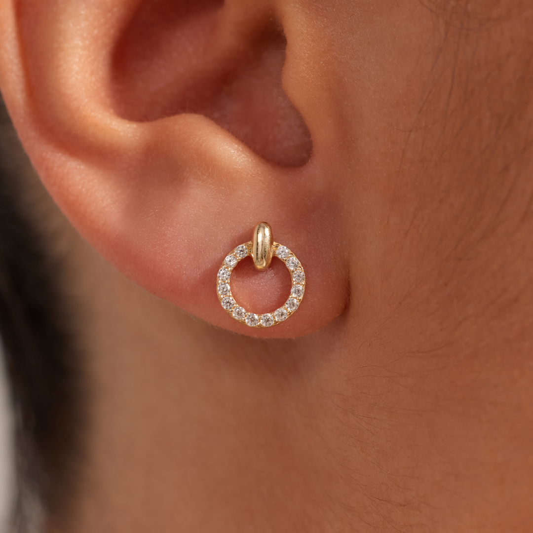 Beloro Jewels Monte Napoleone Irene 9 karat gold ear studs with zirconia stones BO360124