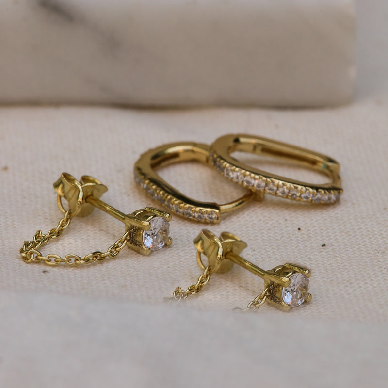 Karma 925 Sterling Silver Gold-coloured Sun Kissed Earparty EPV22GP-zoom-