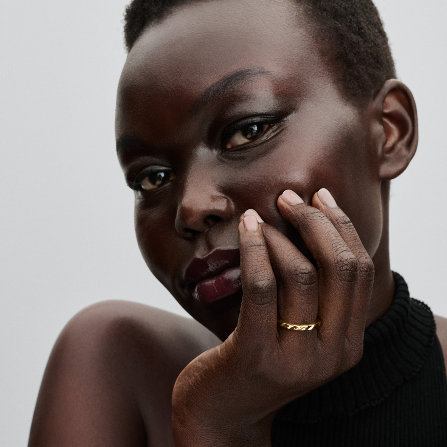 Pandora Essence Gold Plated Rippled Band Ring 163885C00-52